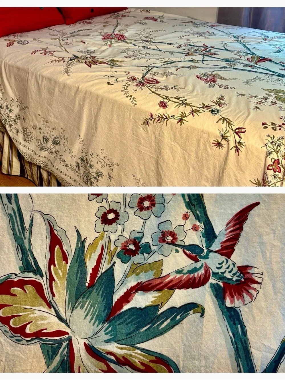Pottery Barn King Duvet Cover 100% Cotton Italy Tree of Life Floral Bird Rare